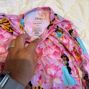 Disney Jasmine Floral Pajama Top - Pink and Blue